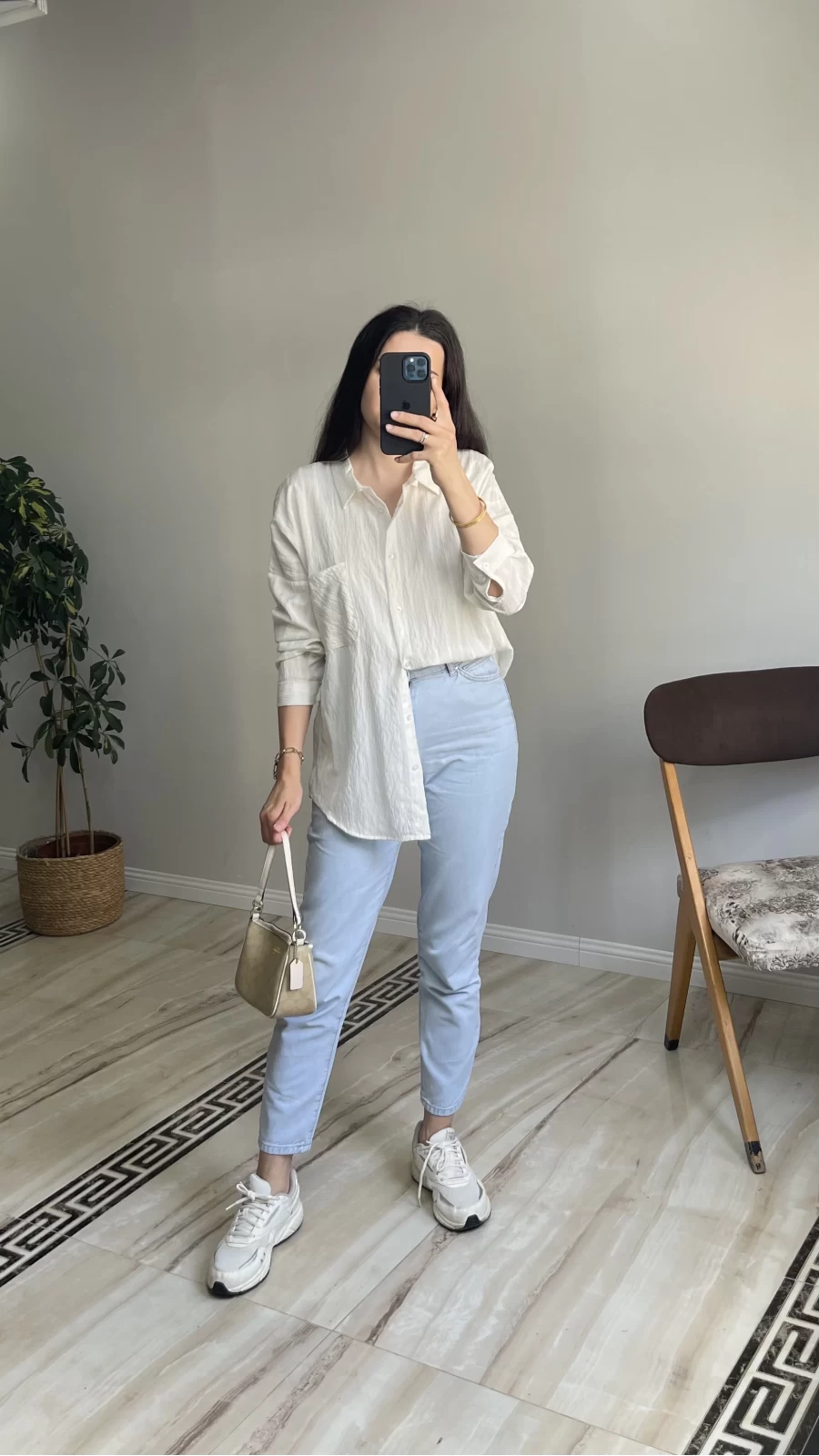 Oversize İnce Çizgili Gömlek