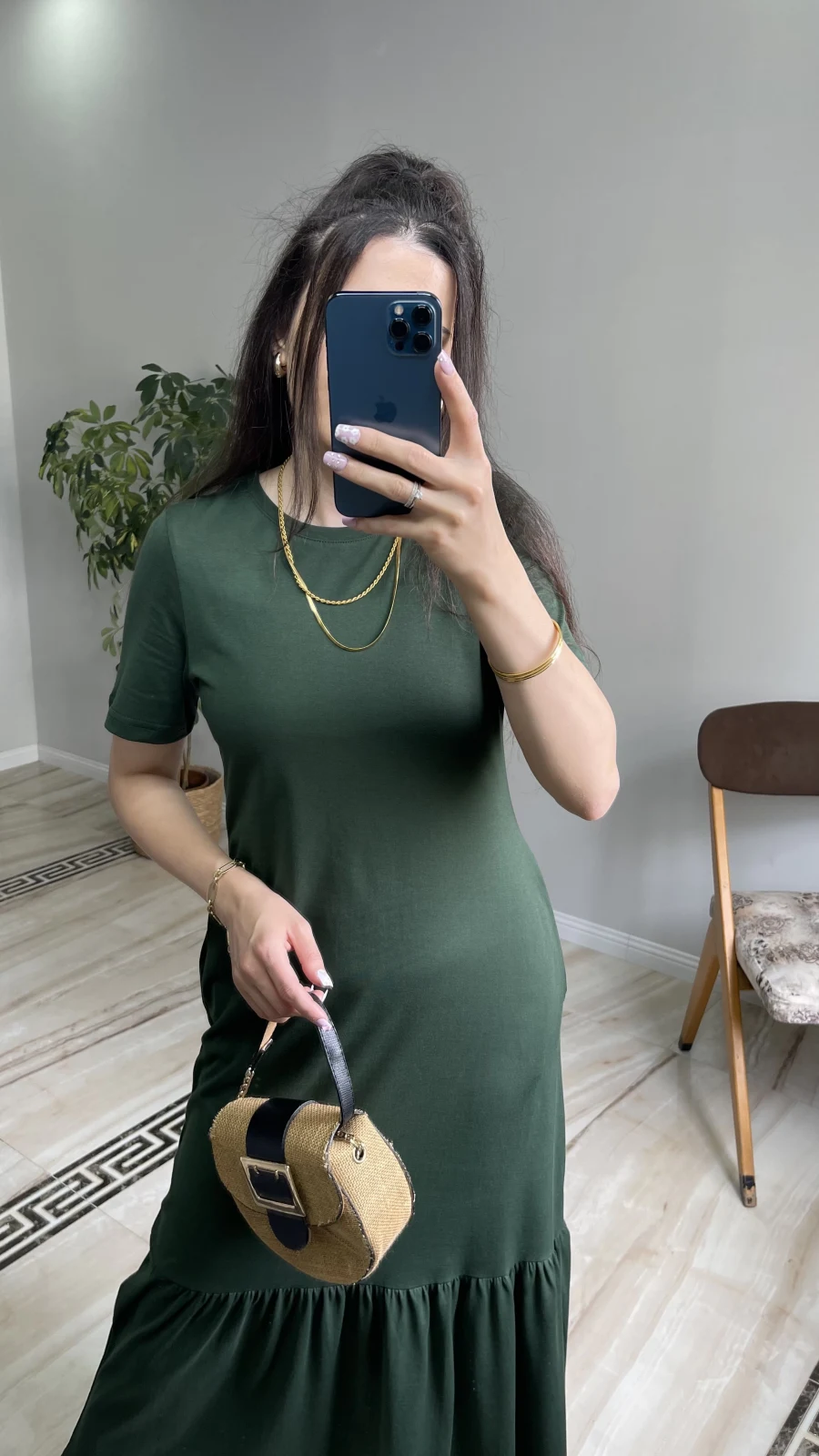 Volan Detaylı Basic Elbise