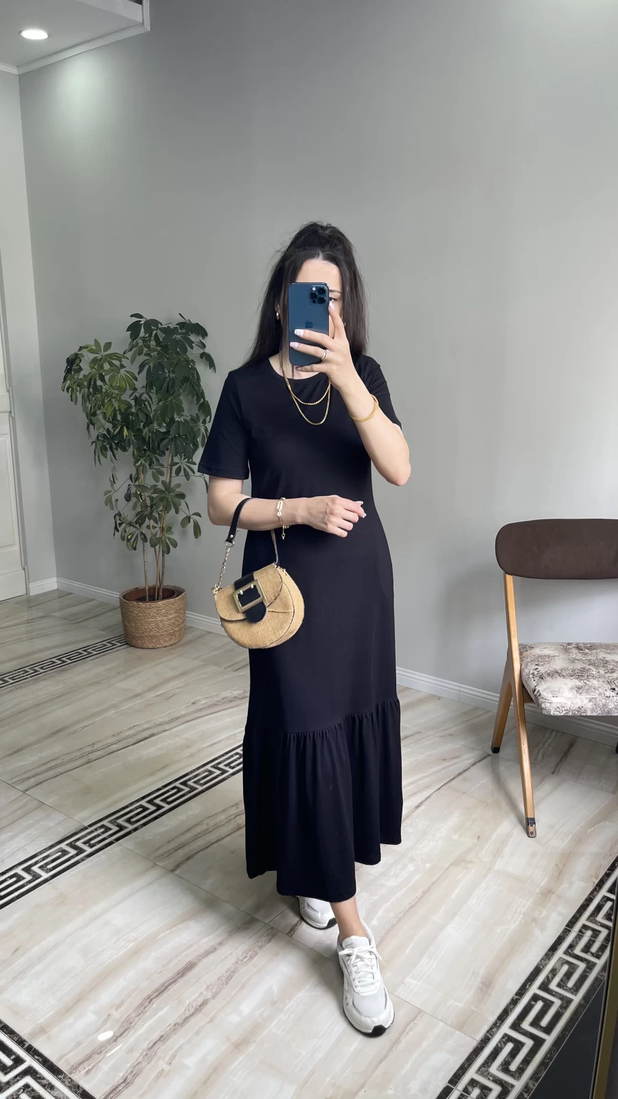 Volan Detaylı Basic Elbise