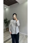 Çizgili Beyaz-Siyah Gömlek
