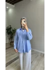 Oversize İnce Çizgili Gömlek