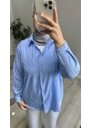 Oversize İnce Çizgili Gömlek
