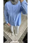 Oversize İnce Çizgili Gömlek