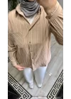 Oversize İnce Çizgili Gömlek