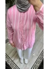 Çizgili Pembe-Beyaz Gömlek