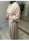 Kolları Fırfırlı Modal Elbise