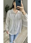 Oversize İnce Çizgili Gömlek