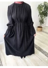 Kolları Fırfırlı Modal Elbise