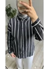 Çizgili Siyah-Beyaz Gömlek