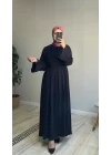 Kolları Fırfırlı Modal Elbise