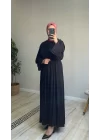 Kolları Fırfırlı Modal Elbise