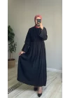 Kolları Fırfırlı Modal Elbise