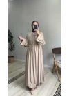 Kolları Fırfırlı Modal Elbise