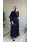 Kolları Fırfırlı Modal Elbise
