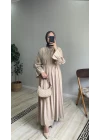 Kolları Fırfırlı Modal Elbise