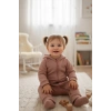 Kız Bebek Koyu Bej Tulum Konforlu ve Şık Peluş Bebek Tulum