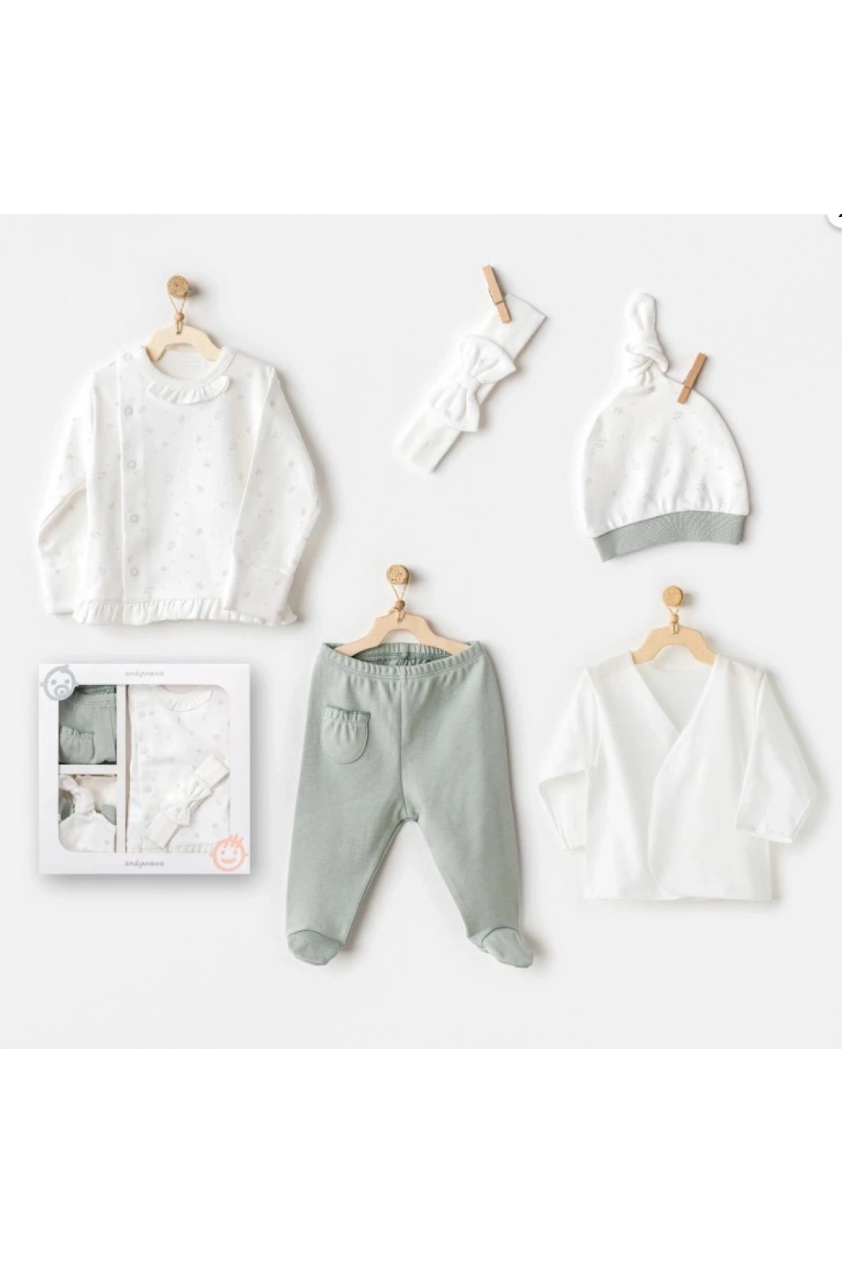 5li Hastane Çıkış Seti  Yenidoğan Bebek İçin Tam Set