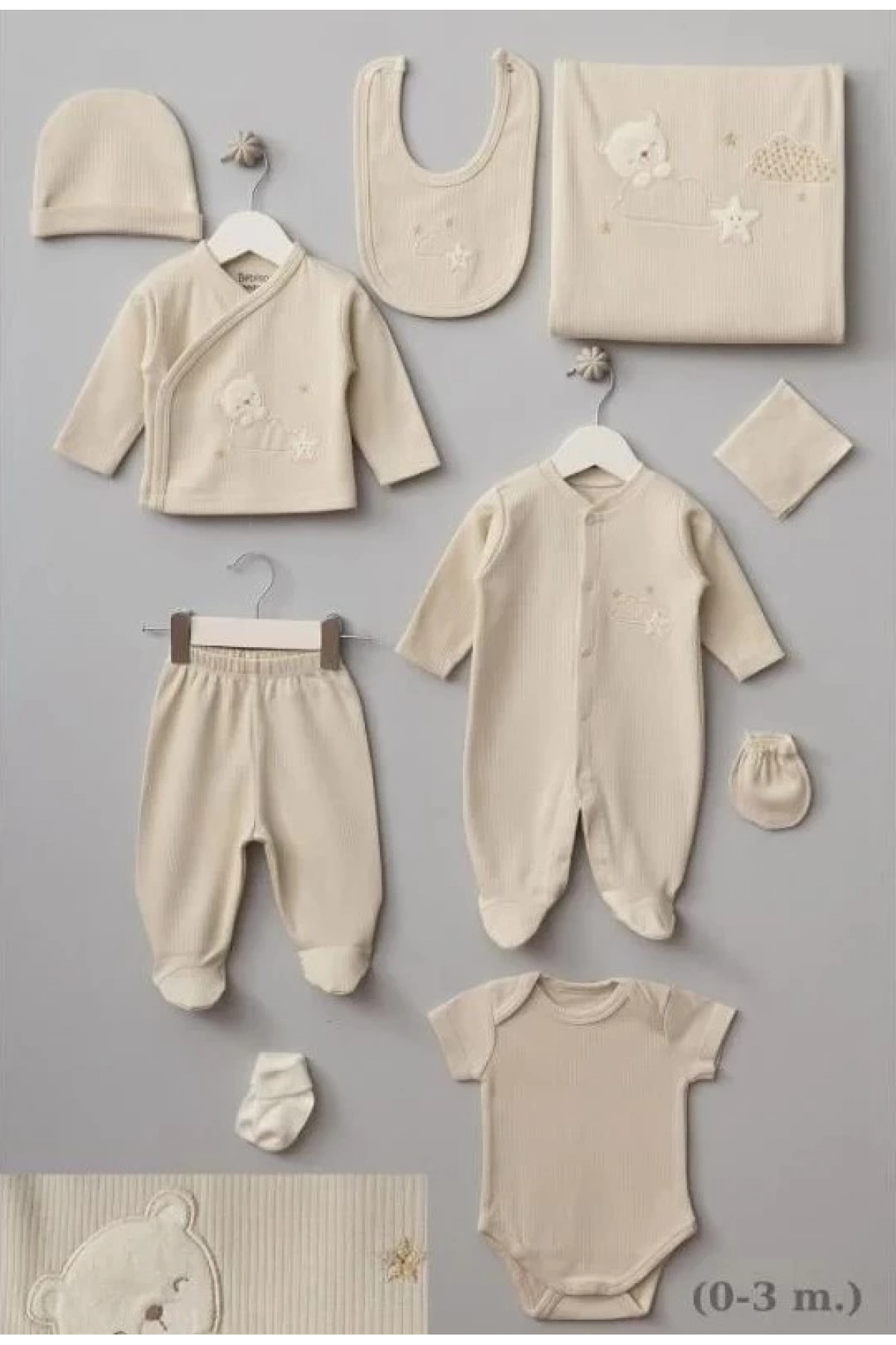 Ayıcık Desenli Hastane Çıkışı Seti Sevimli ve Rahat Yenidoğan Seti