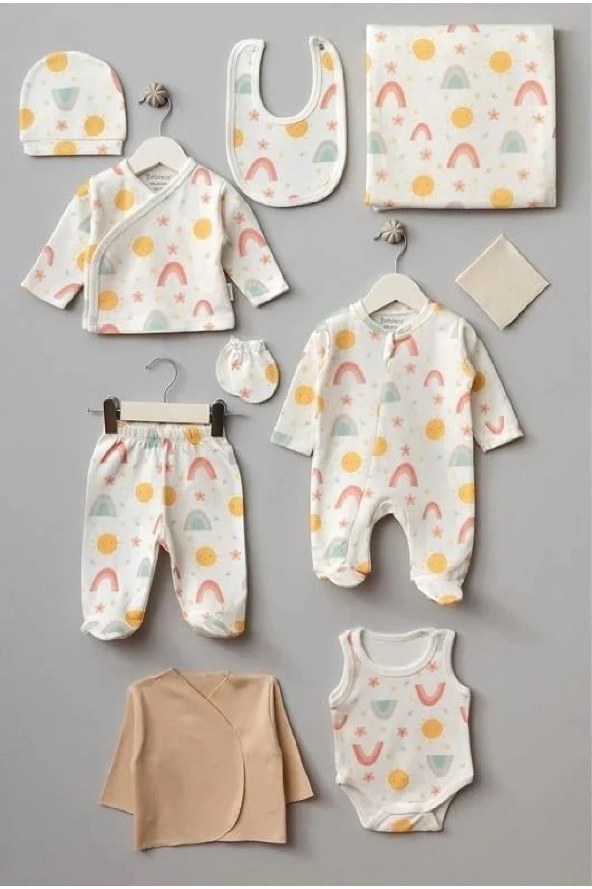 Çok Renkli Hastane Çıkışı Seti  Yenidoğan İçin Tam Set