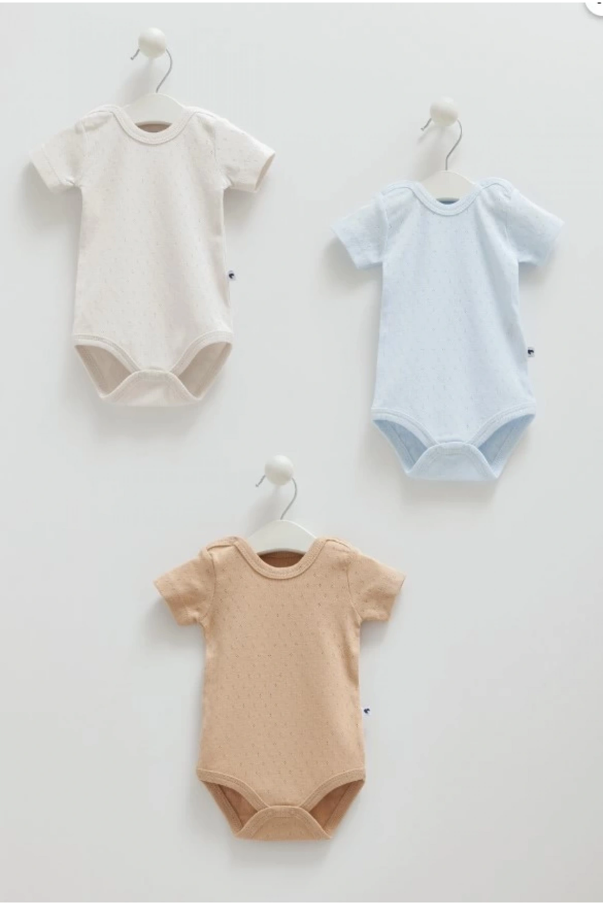 Erkek Bebek Açık Gri 3lü Kısa Kollu Body Seti   Pamuk Günlük Kullanım İçin Bebek Body