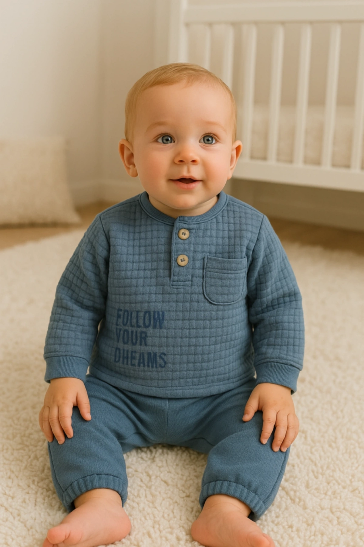 Erkek Bebek Indigo İkili Takım  Şık ve Rahat Bebek Giyim Seti