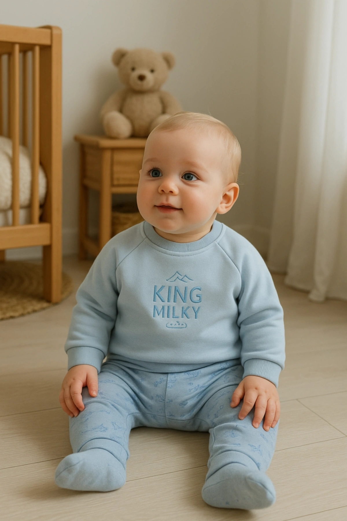 Erkek Bebek Indigo Milk Kıng İkili Takım – Rahat ve Şık Bebek Giyim Seti
