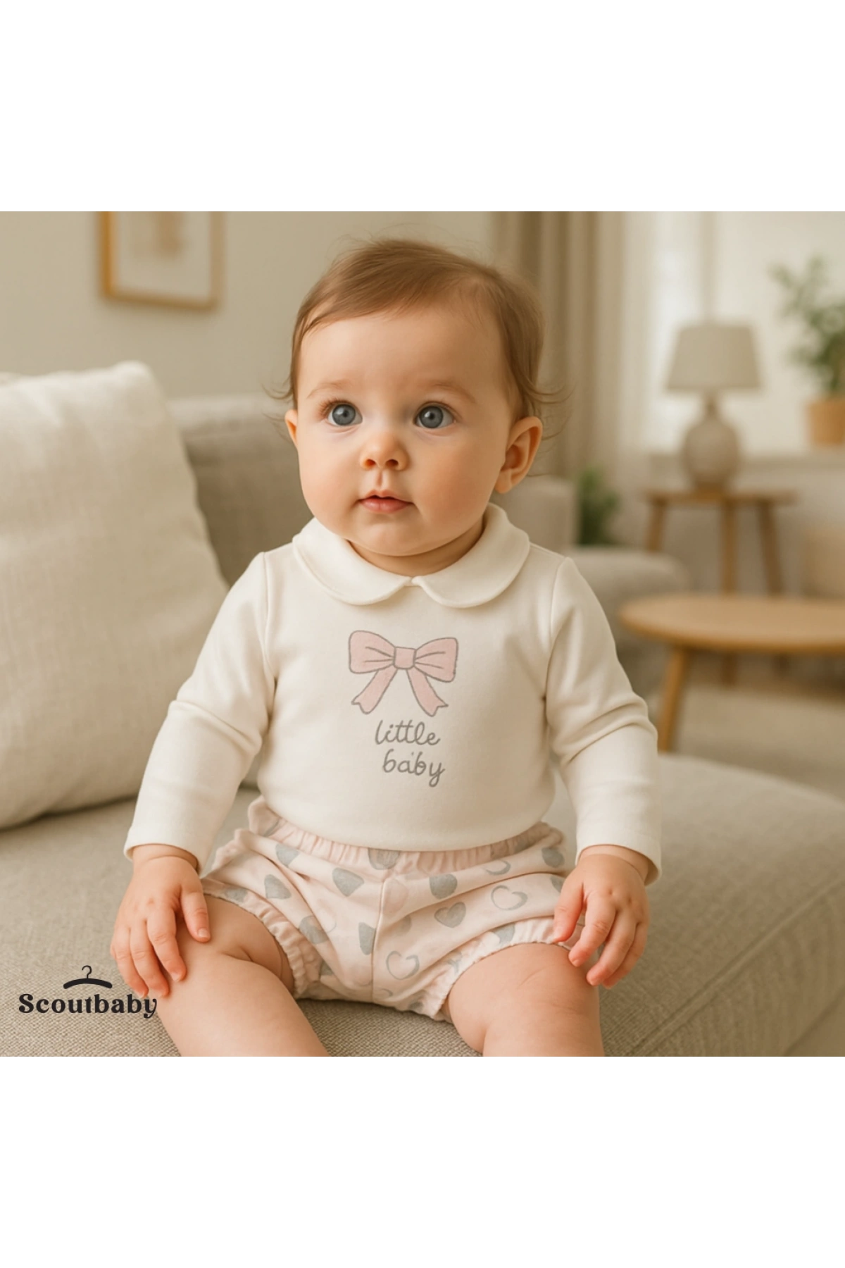 Kalp Desenli İkili Takım Kız Bebek Şık ve Sevimli Tasarım
