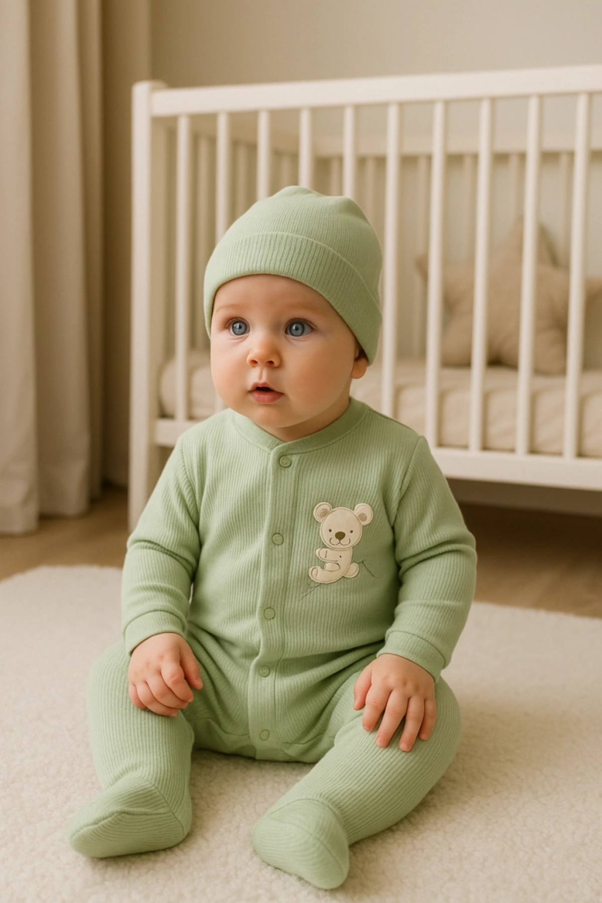 Kayakçı Ayı Desenli Unisex Bebek Tulum Sevimli ve Sıcak Tulum