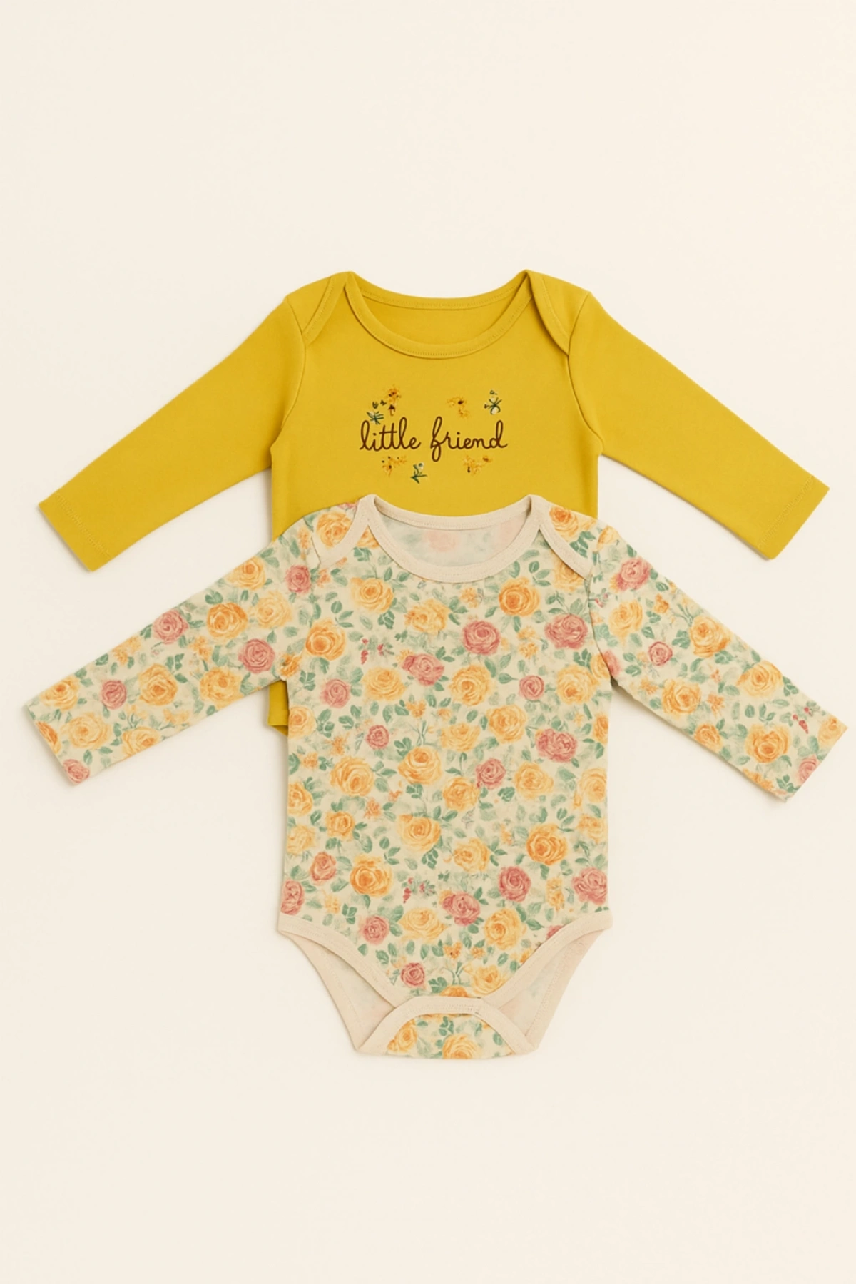 Kız Bebek 2li Uzun Kollu Body Seti  Şirin ve Rahat Bebek Body Seti