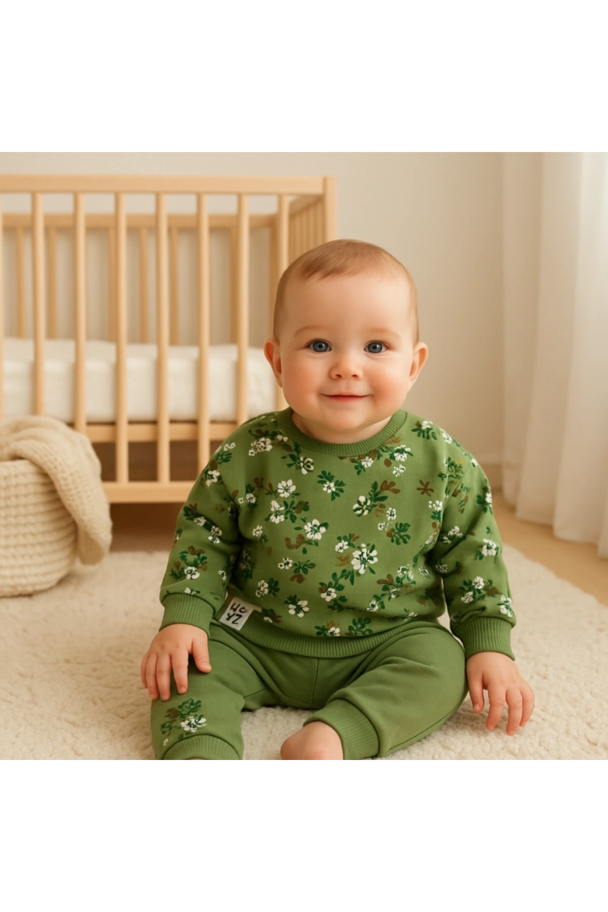 Kız Bebek Çiçek Desenli 2li Takım  Yumuşak ve Şık Günlük Giyim Seti