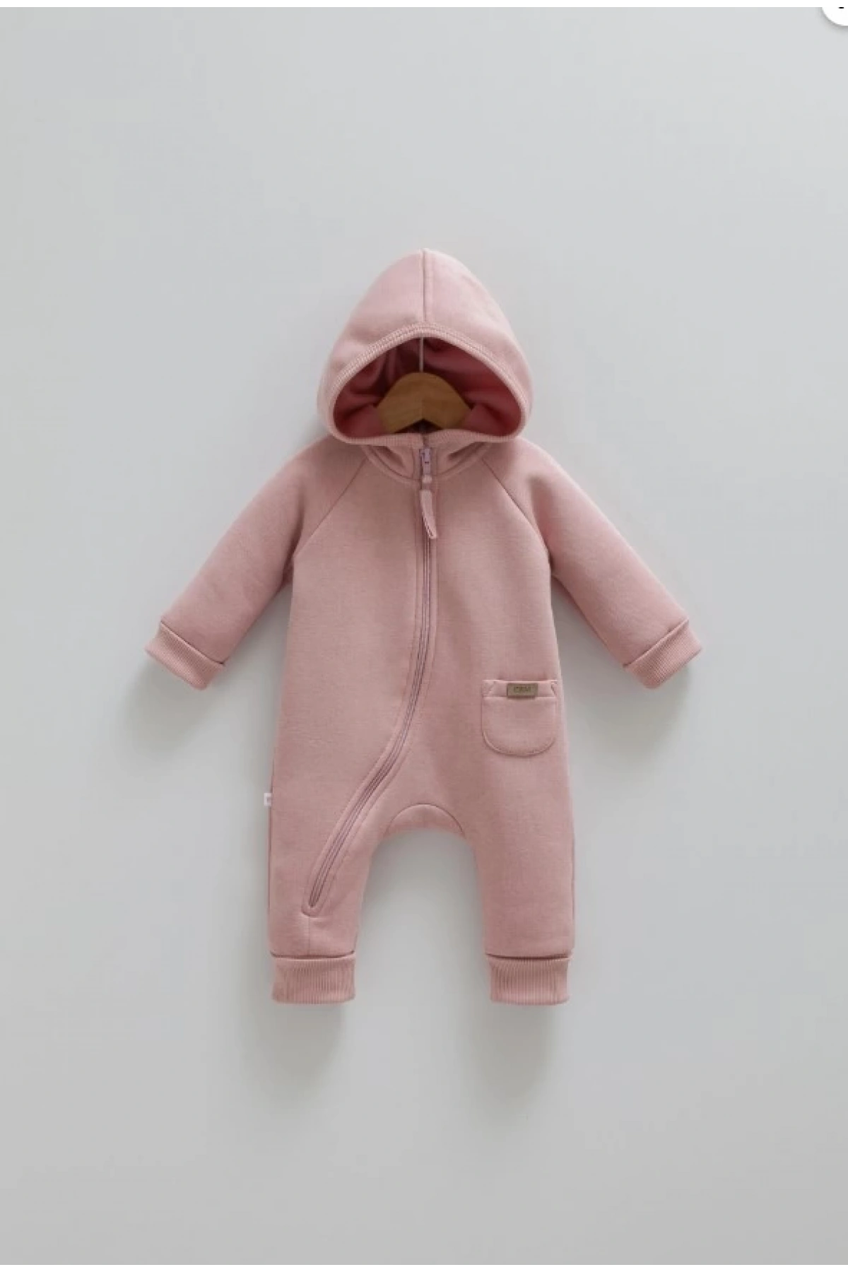 Kız Bebek Gül Kurusu Tulum  Yumuşak ve Rahat Kışlık Bebek Tulum