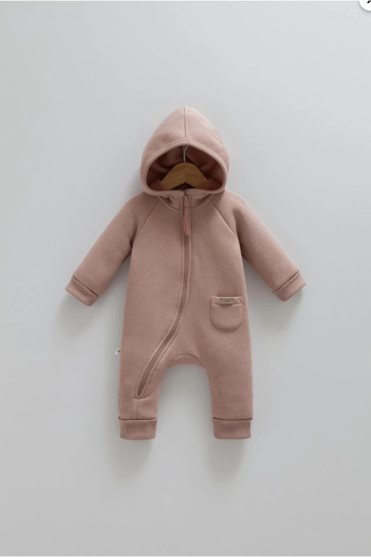 Kız Bebek Koyu Bej Tulum Konforlu ve Şık Peluş Bebek Tulum