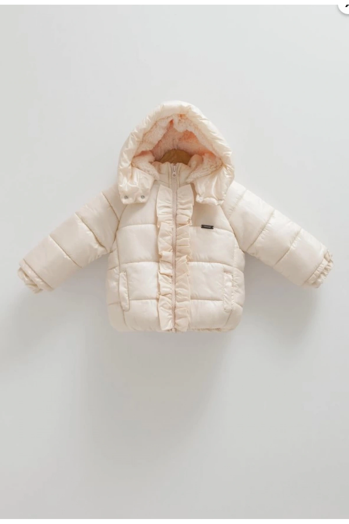 Kız Bebek Somon Rengi Mont Yumuşak ve Şık Kışlık Bebek Montu