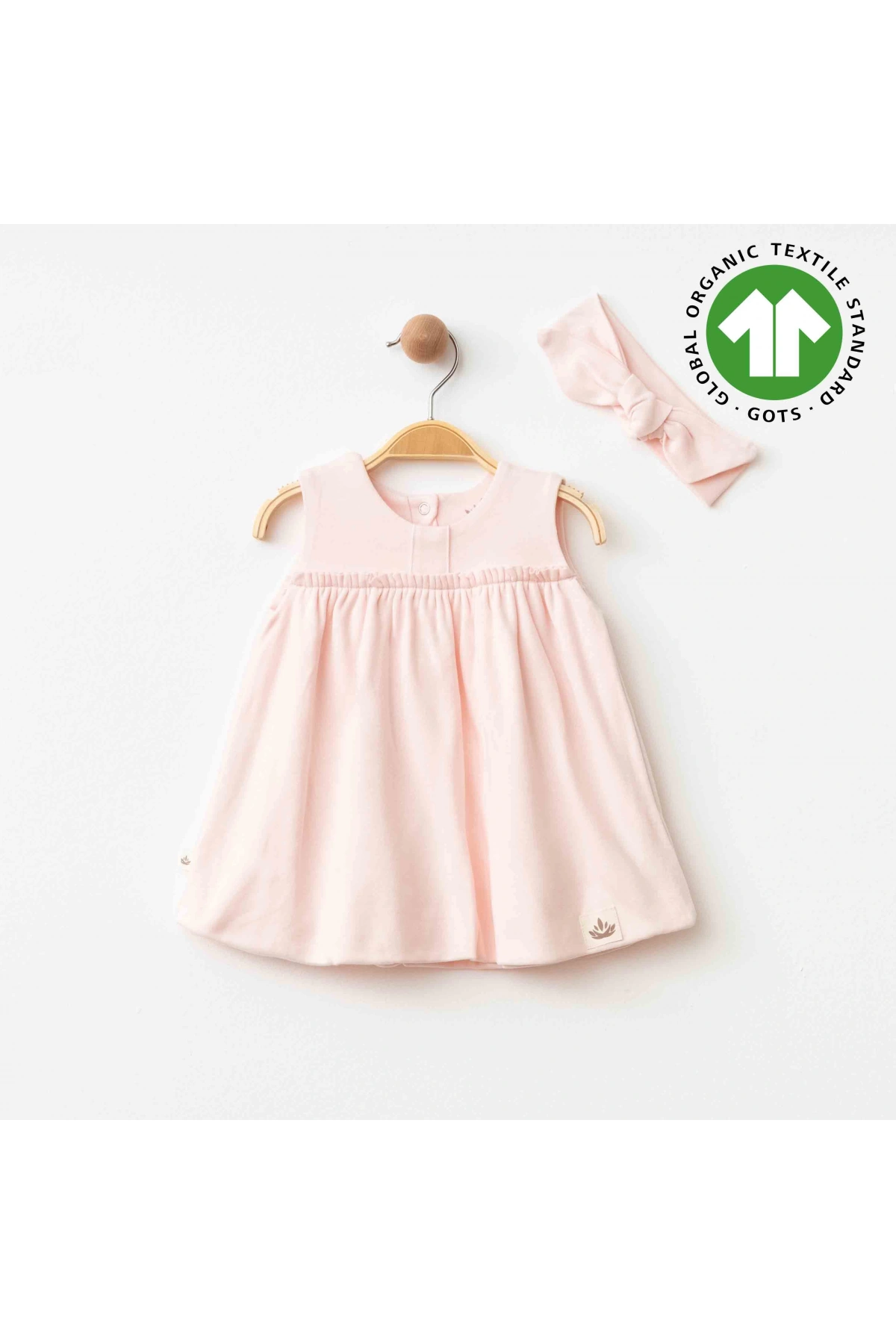 Luna Organik Penye Bebek Elbisesi Pembe