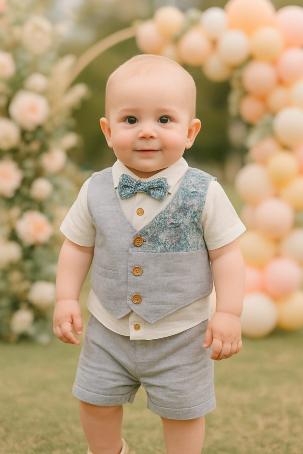 Minik Şıklık Açık Mavi Çizgili Salopet Takımı