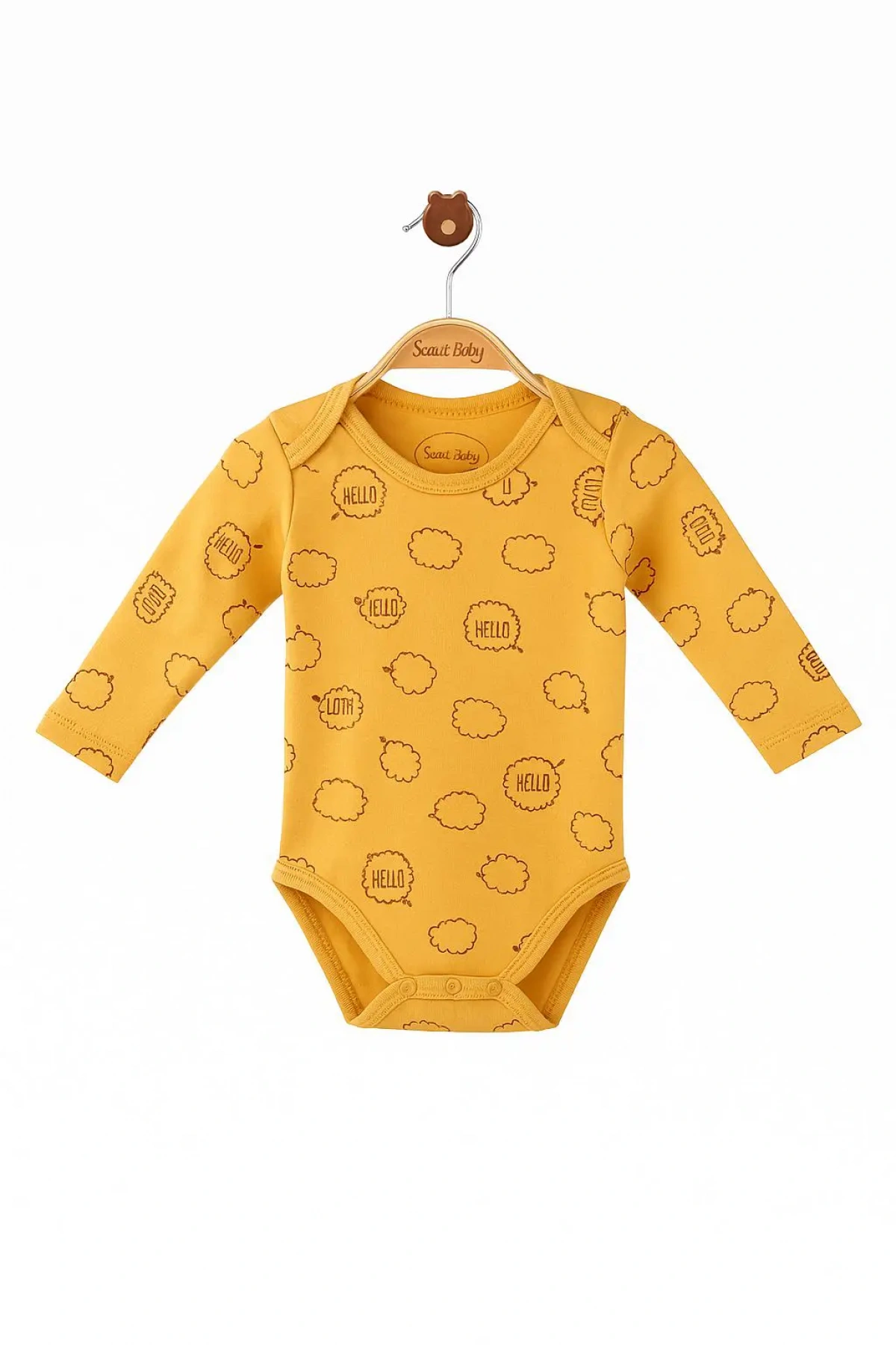 Organik Pamuk Bebek Body Zıbın Sarı