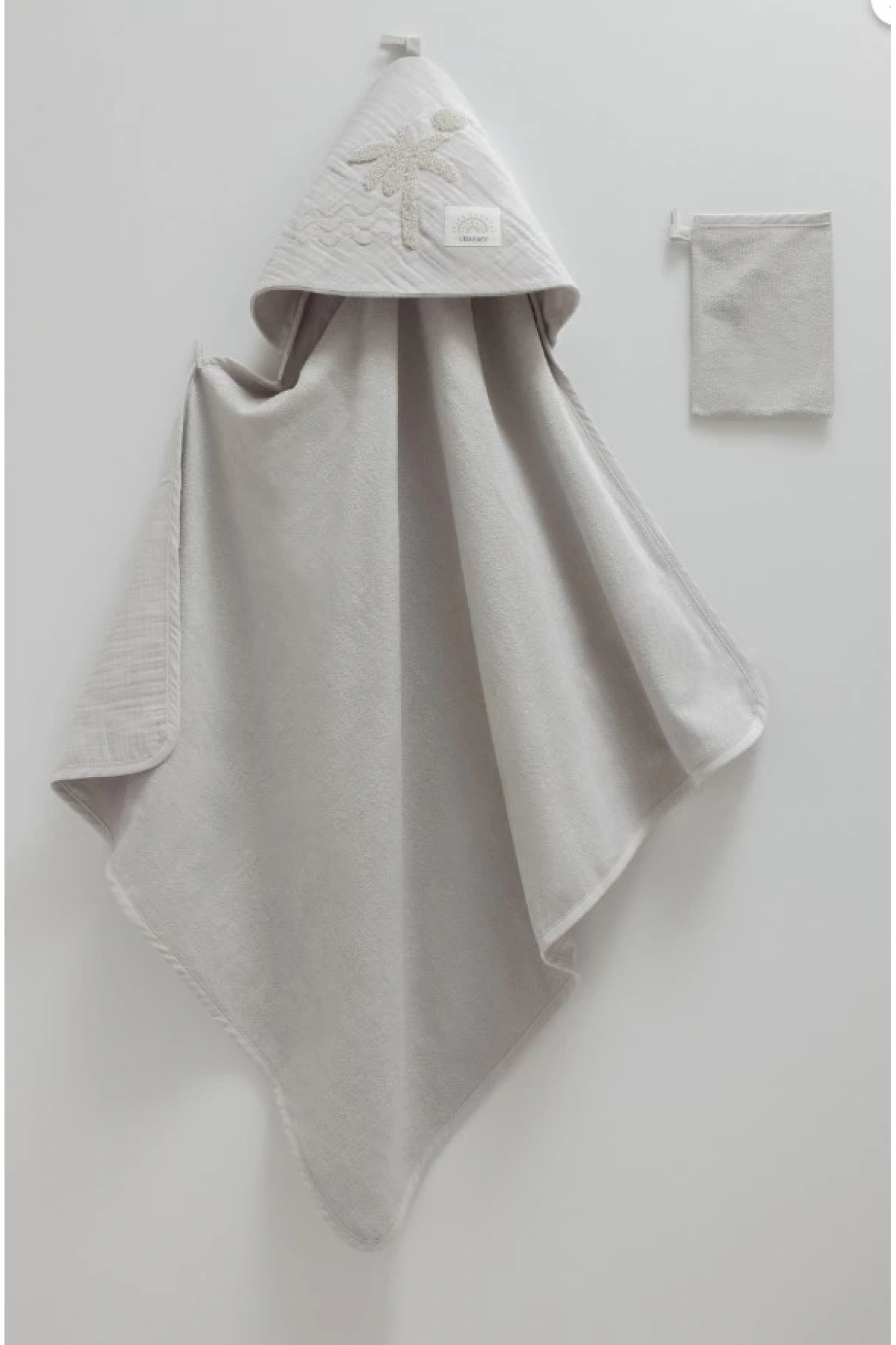 Premium Unisex Gri Havlu 75x90 cm  Yumuşak ve Dayanıklı Bebek Havlusu