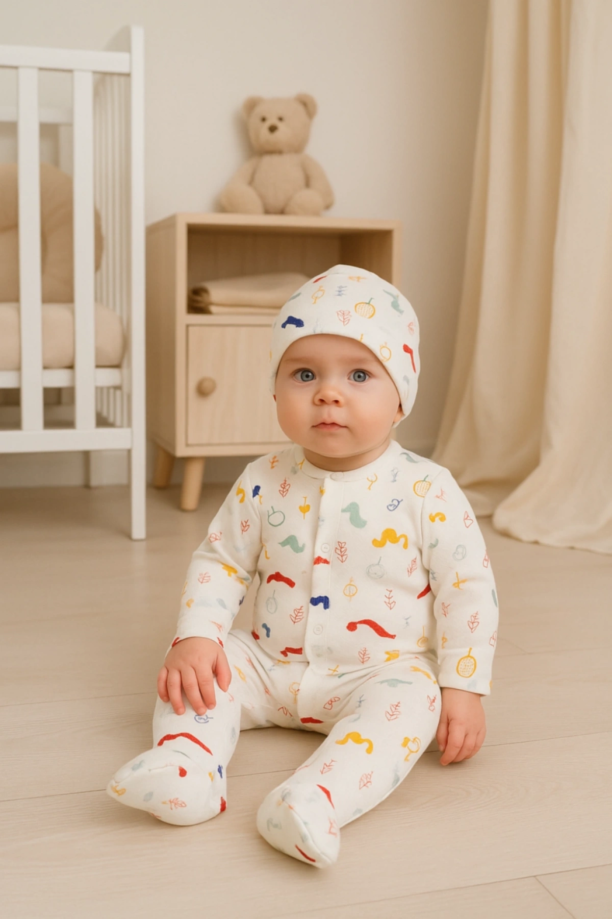 Sincap Desenli Unisex Bebek Tulum  Sevimli ve Yumuşak Tulum