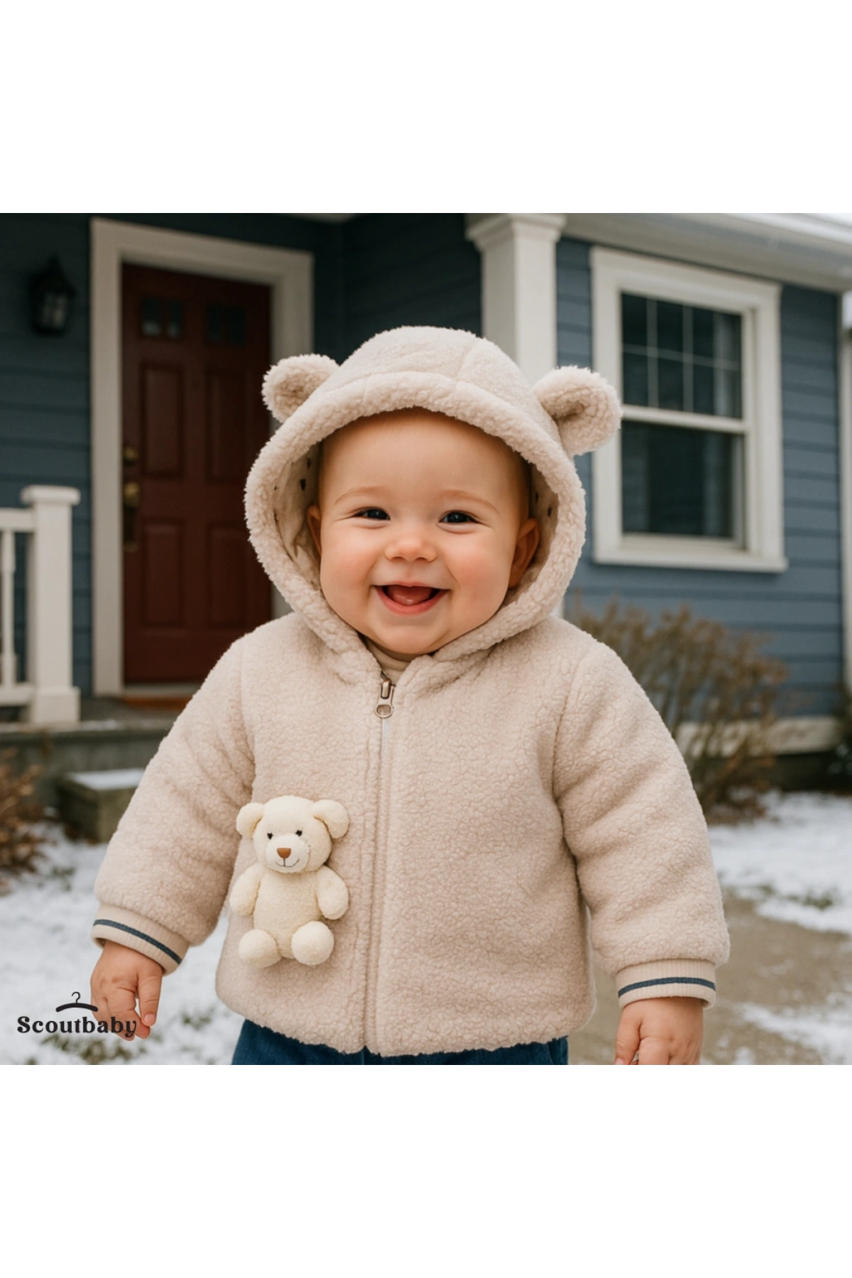 Unisex Bebek Peluş Mont  Yumuşak ve Rahat Kışlık Bebek Montu