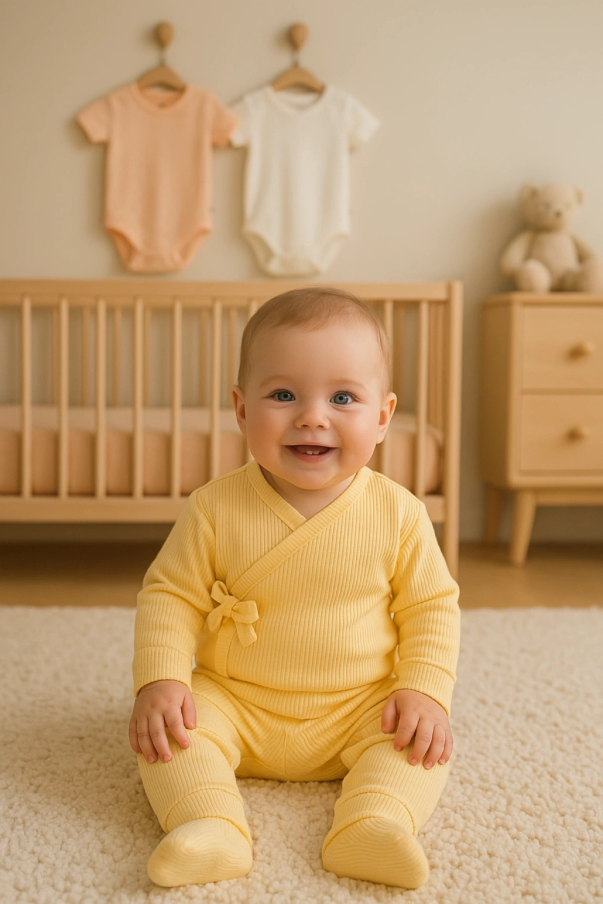 Unisex Yandan Çıtçıtlı 2 Parça Bebek Zıbın Takımı Kolay Giyilen ve Rahat Bebek Zıbını