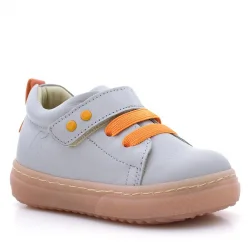 Anatomik Hakiki Deri Gri Metal Detaylı Lastikli Cırtlı Bebek Ayakkabı