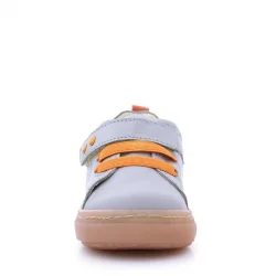 Anatomik Hakiki Deri Gri Metal Detaylı Lastikli Cırtlı Bebek Ayakkabı