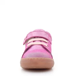 Anatomik Hakiki Deri Yumuşak Pembe Çiçekli Cırtlı Kız Çocuk Ayakkabı