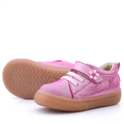 Anatomik Hakiki Deri Yumuşak Pembe Çiçekli Cırtlı Kız Çocuk Ayakkabı