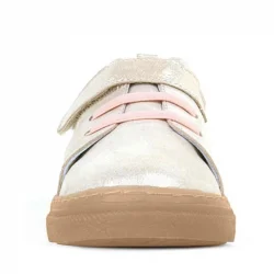 Anatomik Hakiki Deri Yumuşak Pudra Simli Lastikli Cırtlı Çocuk Ayakkabı