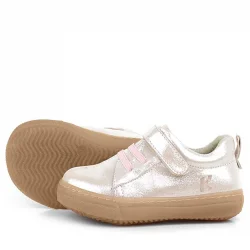 Anatomik Hakiki Deri Yumuşak Pudra Simli Lastikli Cırtlı Çocuk Ayakkabı