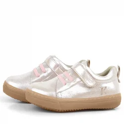 Anatomik Hakiki Deri Yumuşak Pudra Simli Lastikli Cırtlı Çocuk Ayakkabı
