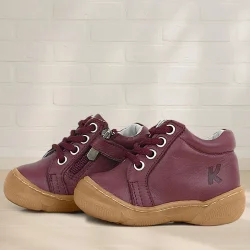 Anatomik Yumuşak Hakiki Deri Fermuarlı Bordo Bebek Bot Ayakkabı