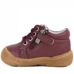 Anatomik Yumuşak Hakiki Deri Fermuarlı Bordo Bebek Bot Ayakkabı