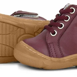 Anatomik Yumuşak Hakiki Deri Fermuarlı Bordo Bebek Bot Ayakkabı